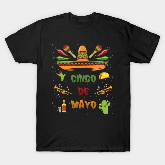 Funny Cinco De Mayo Fiesta T-Shirt by SmileSmith